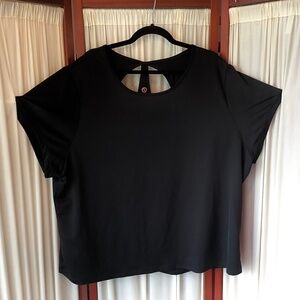 SHAPE Womens Activewear Workout Top Black with Cut Out Back Size 3X